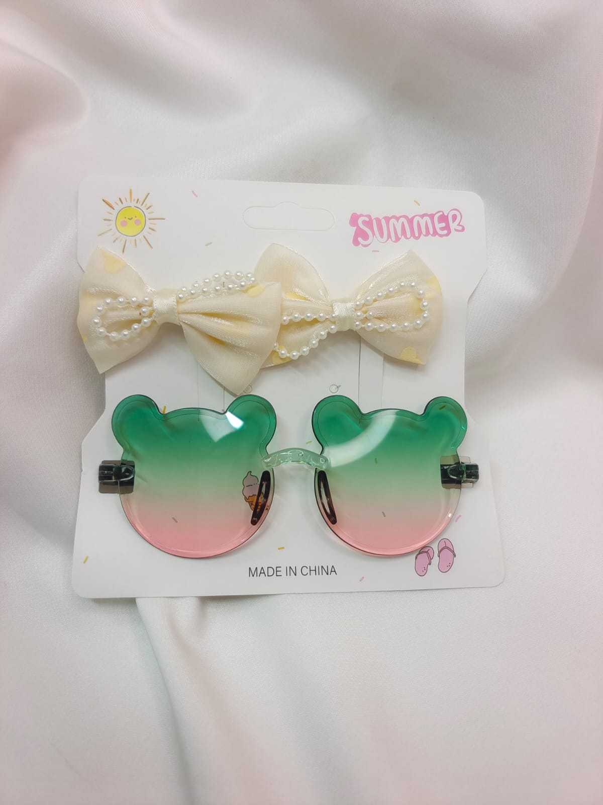 Baby sunglass , two hair bows and finger ring